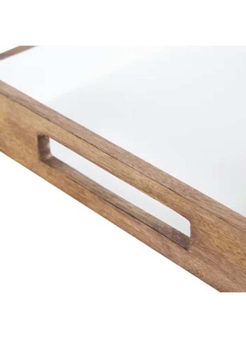 Hamdan Wooden Serving Tray Snack Tray Breakfast Tray Great for Lap Couch Dinners Bed Breakfast Coffee Tables Homes RestaurantNatural White