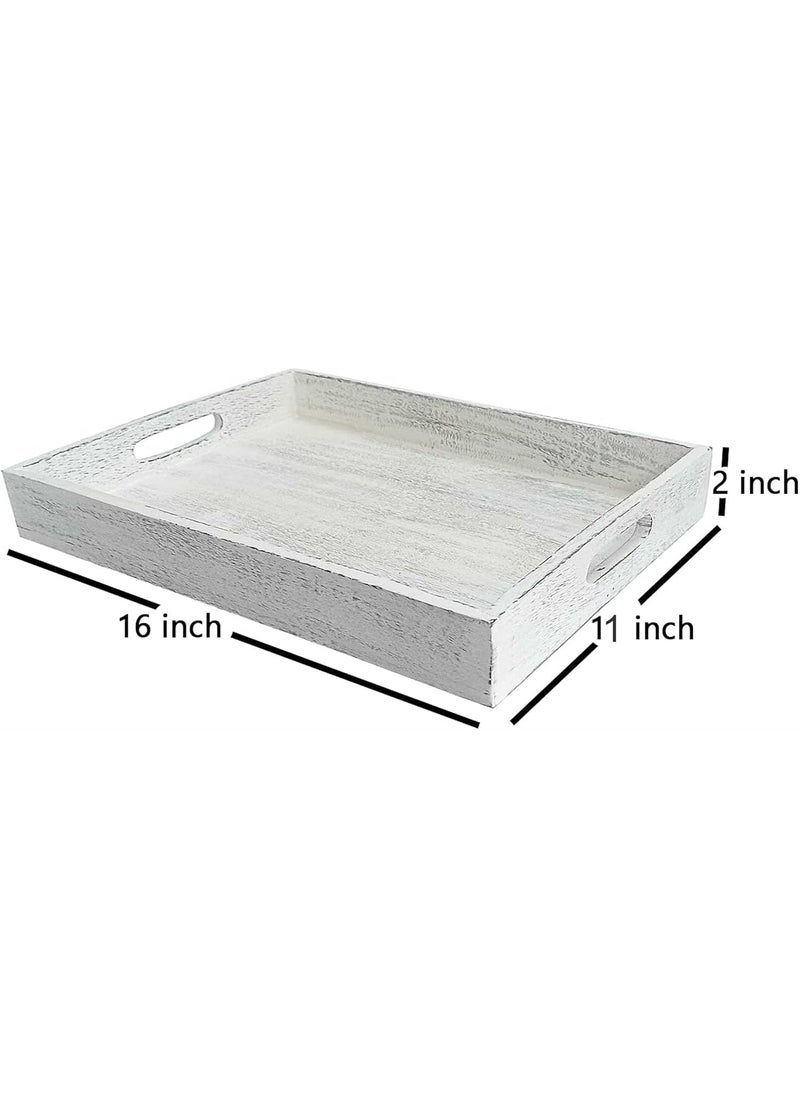 Hamdan Wooden Serving Tray Snack Tray Breakfast Tray Great for Lap Couch Dinners Bed Breakfast Coffee Tables Homes RestaurantNatural White