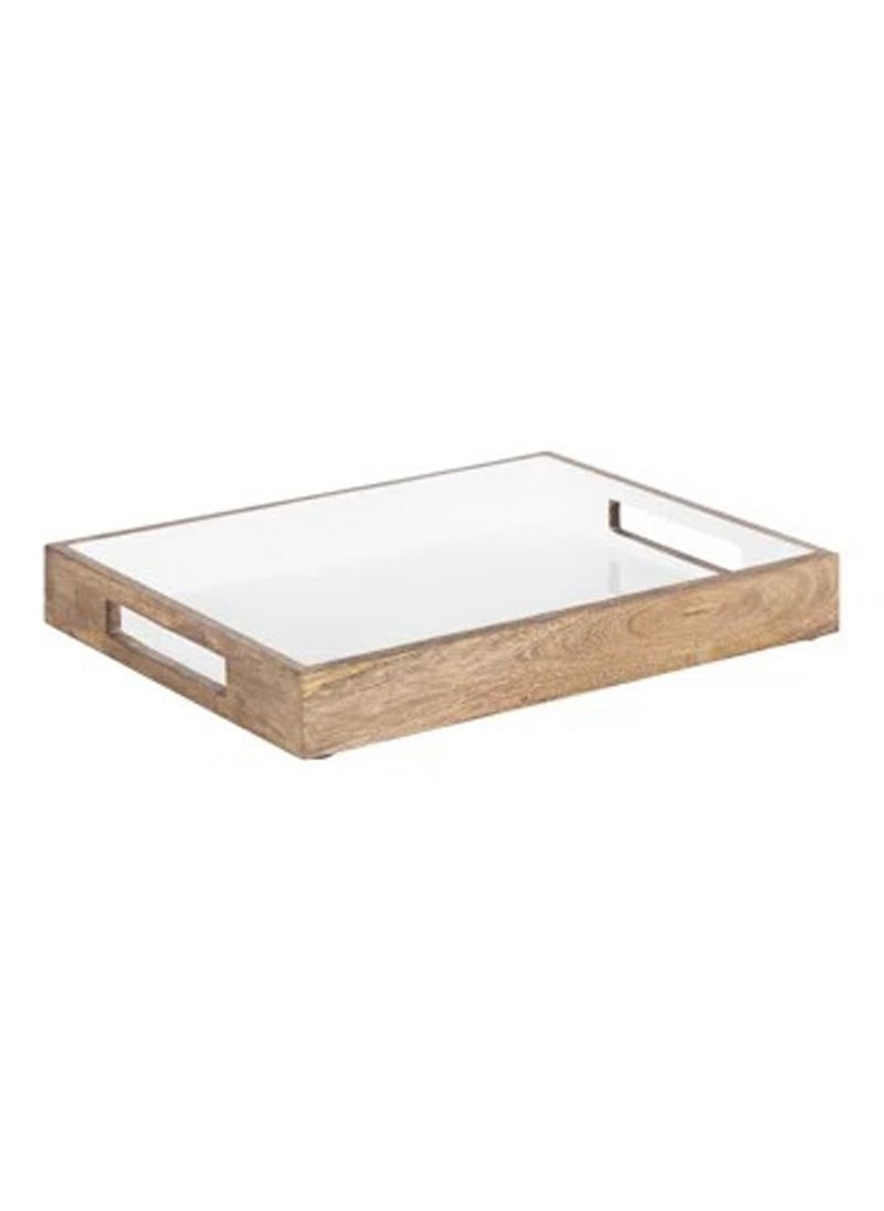 Hamdan Wooden Serving Tray Snack Tray Breakfast Tray Great for Lap Couch Dinners Bed Breakfast Coffee Tables Homes RestaurantNatural White