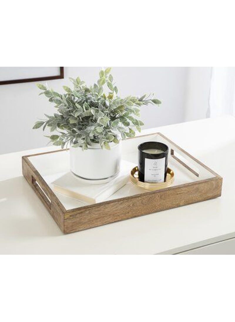 Hamdan Wooden Serving Tray Snack Tray Breakfast Tray Great for Lap Couch Dinners Bed Breakfast Coffee Tables Homes RestaurantNatural White