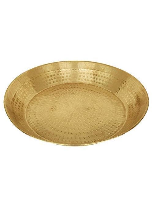 KARMBHUMI Brass Handmade Parat Platter Brass 16x35 Inch