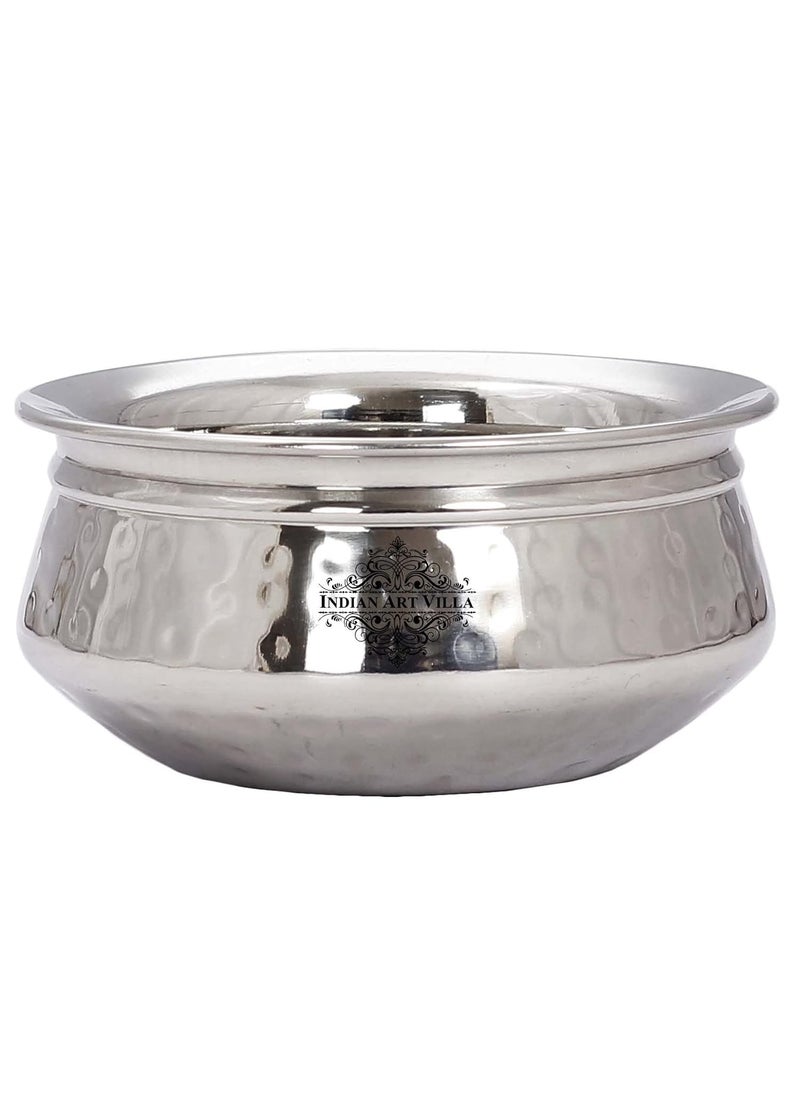 INDIAN ART VILLA Stainless Steel Serving Handi with Double Wall Insulation Hammered Design Tableware Serveware for Home Kitchen Hotel Restaurants Size7x135 CM Pack of 4