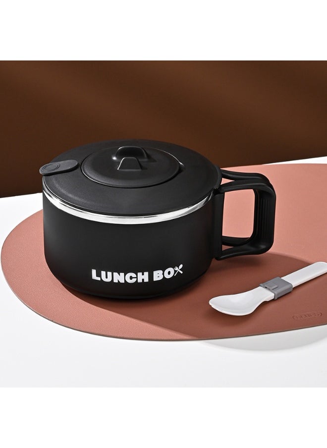 Stainless Steel Round Noodle Bowl with Lid Black