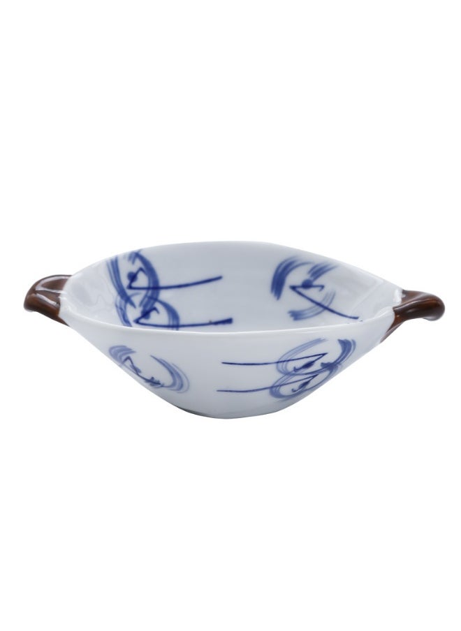 Ceramic Handled Dip Snack Salad Bowl Set Blue and white windmill