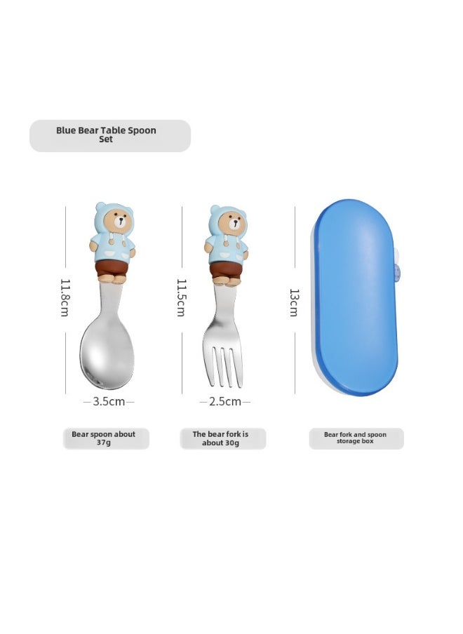Stainless Steel 304 Korean Bowls with Handles Blue Bear tableware silicone handle