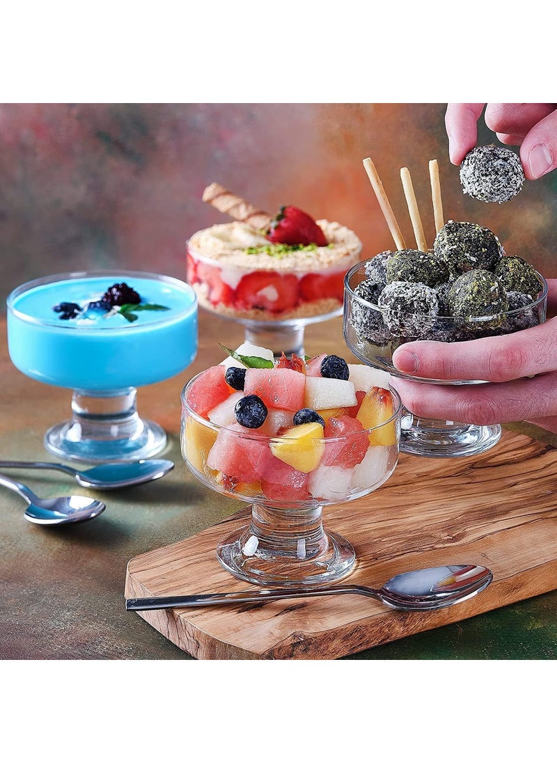 K KODZN Crystal Glass Ice Cream Cups Set of 6 Pieces 190ML Premium Glass Ice Cream Bowls for Home Multiuses Serving Bowl Fruit bowl Salad Bowl Chocolate Bowl set of 6