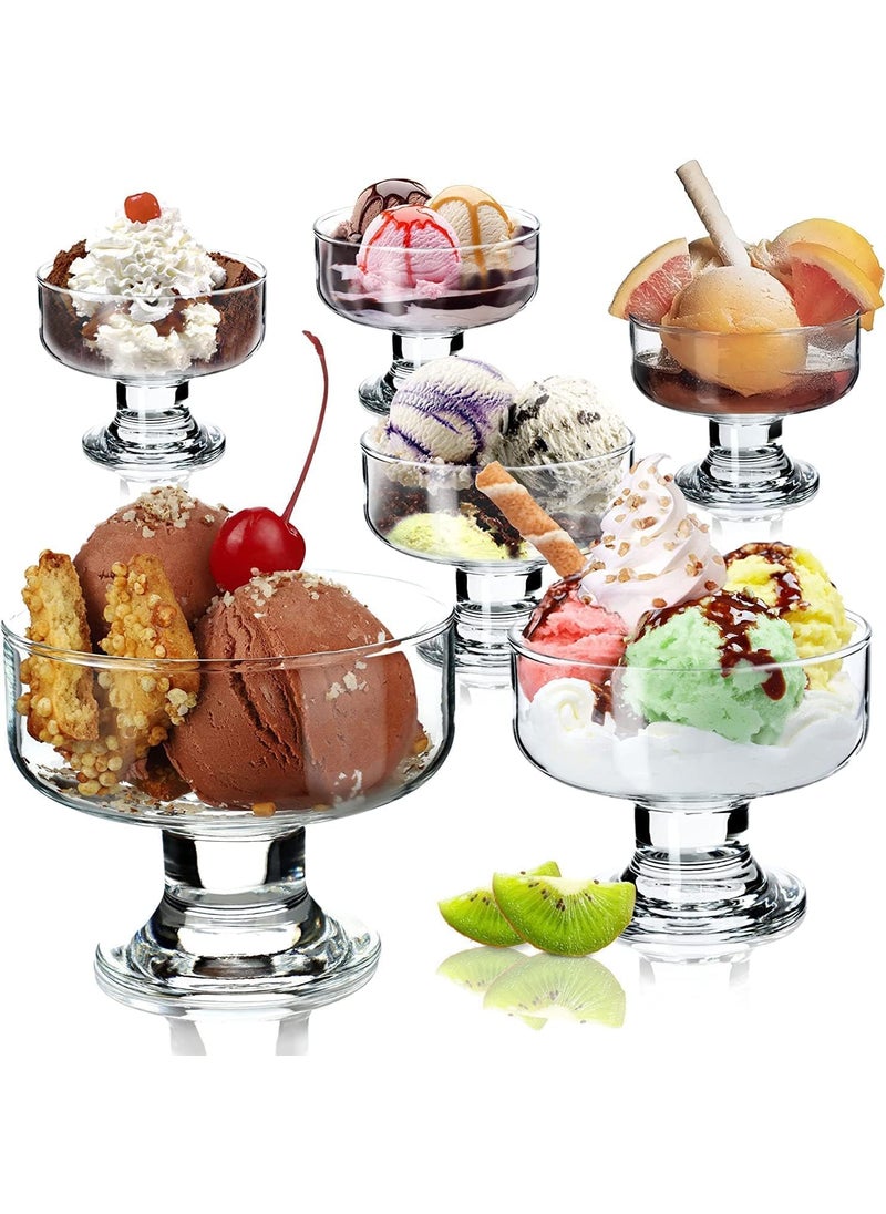 K KODZN Crystal Glass Ice Cream Cups Set of 6 Pieces 190ML Premium Glass Ice Cream Bowls for Home Multiuses Serving Bowl Fruit bowl Salad Bowl Chocolate Bowl set of 6