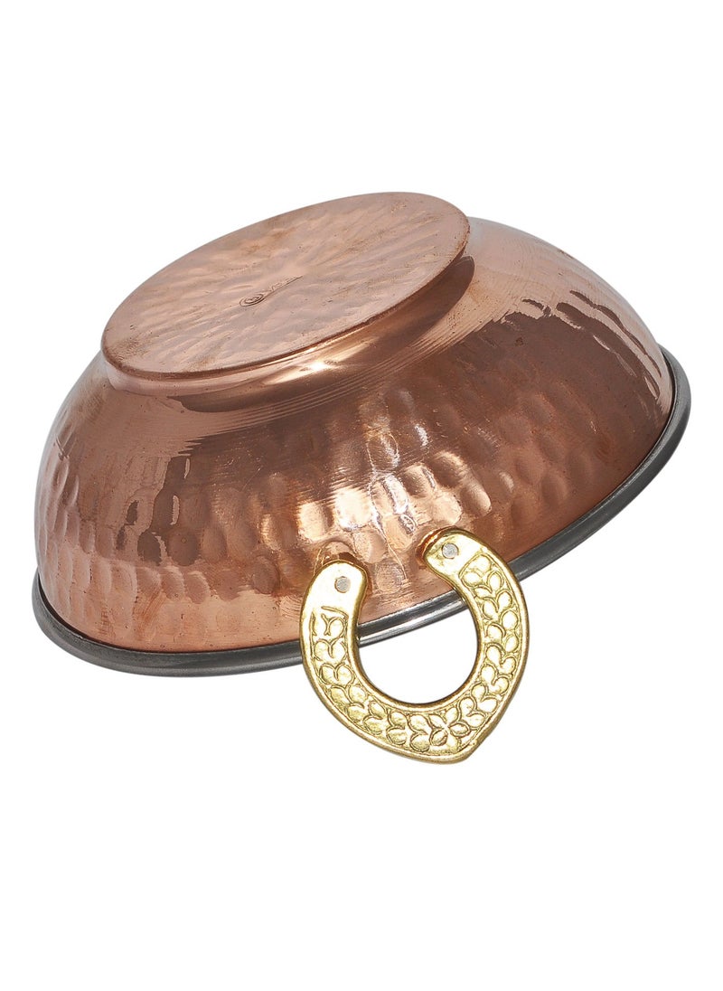 Prisha India Craft Pure Copper Stainless Steel Bowls with Solid Brass Handle Serveware Single Karahi Pan for Indian FoodDiameter 7 Inch