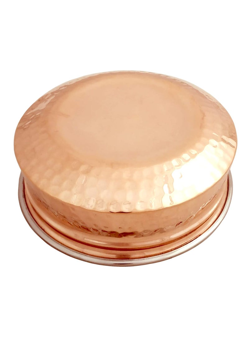 Prisha India Craft Stainless Steel Copper Handi Bowl for Serving Dishes Serveware Tableware Capacity 500 ML 2 No Set of 2