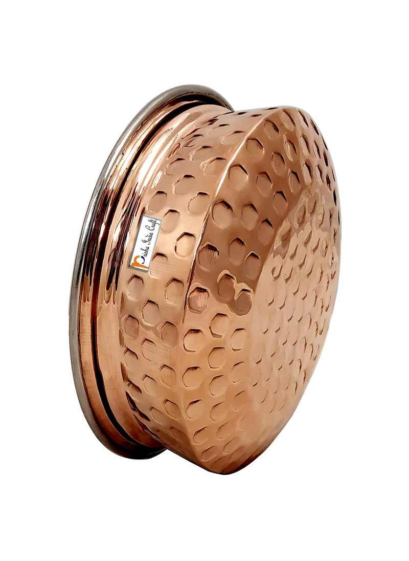 Prisha India Craft Stainless Steel Copper Handi Bowl for Serving Dishes Serveware Tableware Capacity 300 ML 1 No