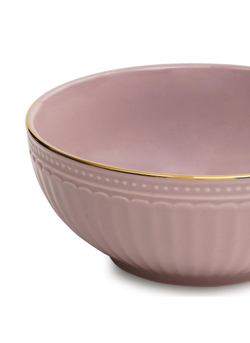 PURE HOME LIVING Pink Ceramic Serving Bowl for Snacks Fruits Salad and Desserts