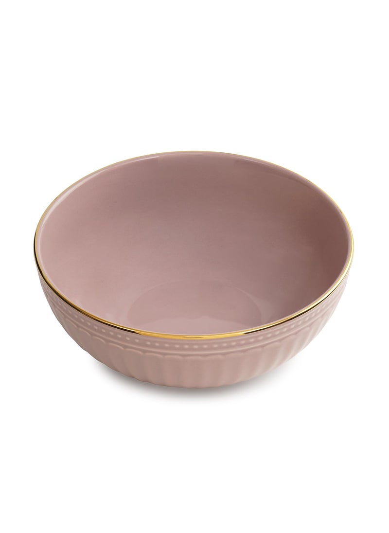 PURE HOME LIVING Pink Ceramic Serving Bowl for Snacks Fruits Salad and Desserts