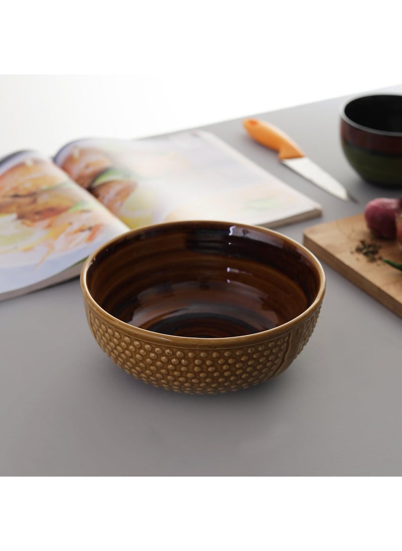 Miah Decor MDCF26 Ceramic Stoneware Handcrafted Ergonomic Crafted Serving Bowls Subtle Brown Color Microwave Safe Freezer Safe Dishware Safe Serveware Bowls