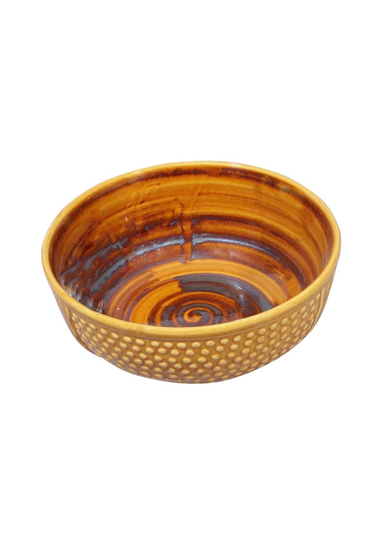 Miah Decor MDCF26 Ceramic Stoneware Handcrafted Ergonomic Crafted Serving Bowls Subtle Brown Color Microwave Safe Freezer Safe Dishware Safe Serveware Bowls