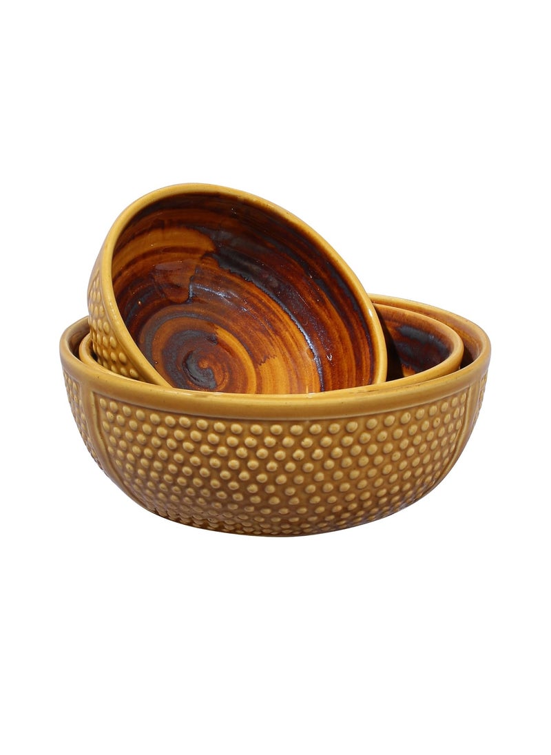 Miah Decor MDCF26 Ceramic Stoneware Handcrafted Ergonomic Crafted Serving Bowls Subtle Brown Color Microwave Safe Freezer Safe Dishware Safe Serveware Bowls