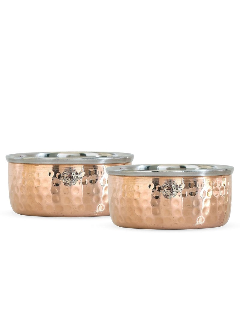 INDIAN ART VILLA IndianArtVilla Hammered Steel Copper Bowl Set Serveware Dinnerware 145 ML Each 2 Pieces