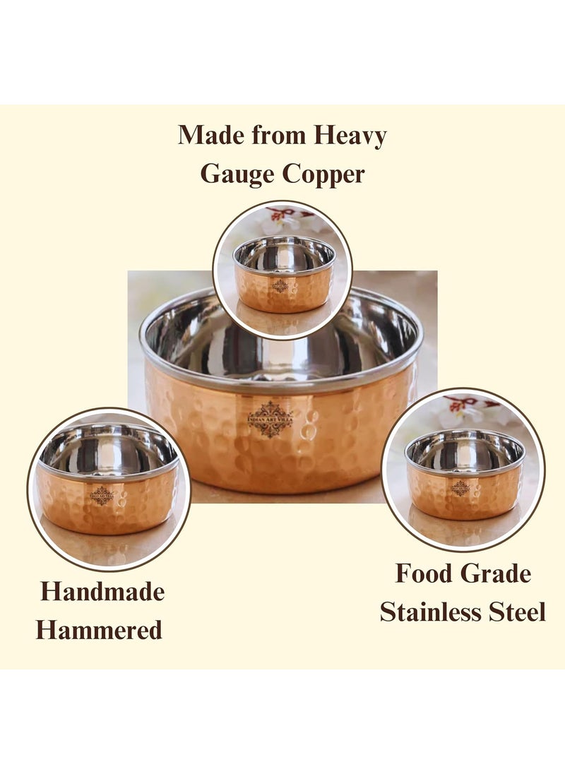 INDIAN ART VILLA IndianArtVilla Hammered Steel Copper Bowl Set Serveware Dinnerware 145 ML Each 2 Pieces