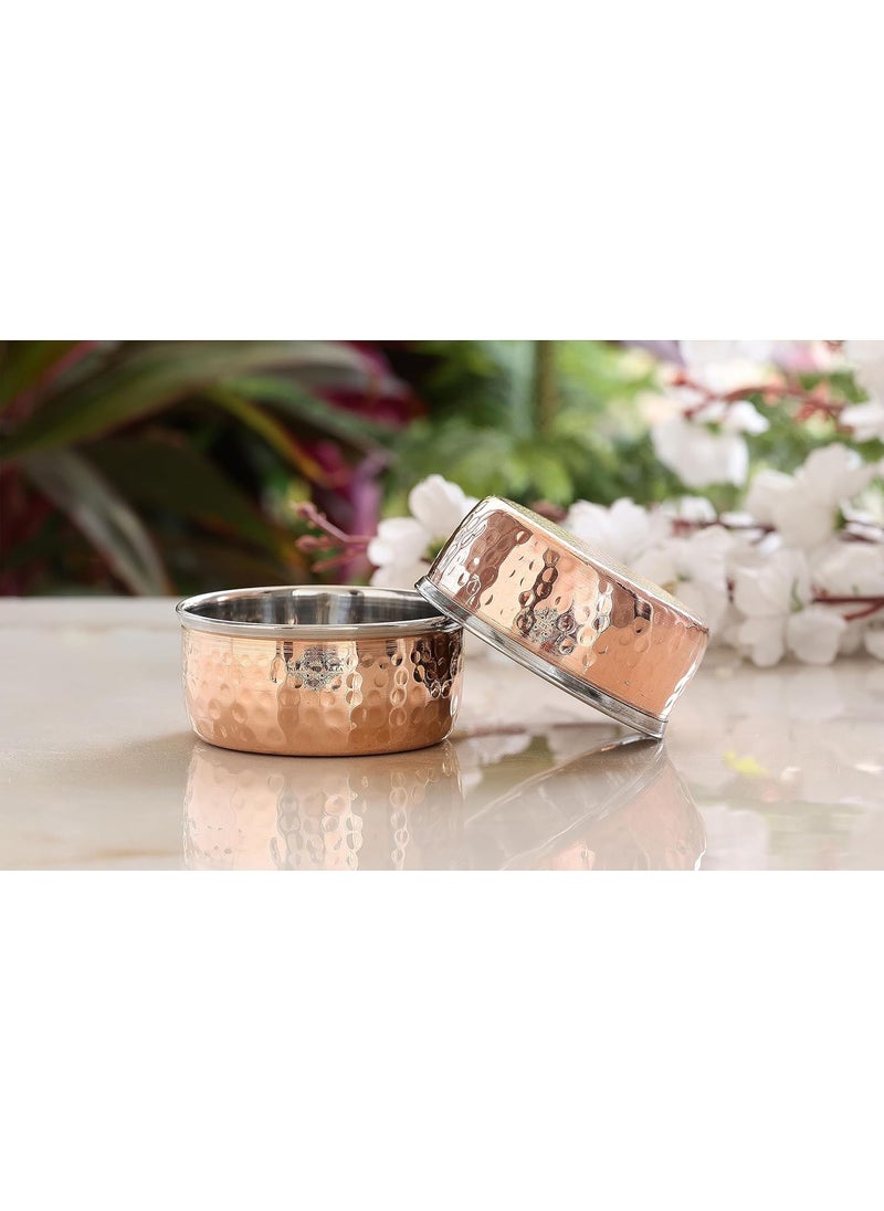 INDIAN ART VILLA IndianArtVilla Hammered Steel Copper Bowl Set Serveware Dinnerware 145 ML Each 2 Pieces