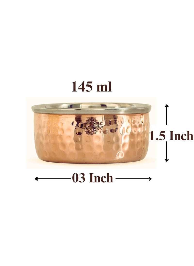 INDIAN ART VILLA IndianArtVilla Hammered Steel Copper Bowl Set Serveware Dinnerware 145 ML Each 2 Pieces