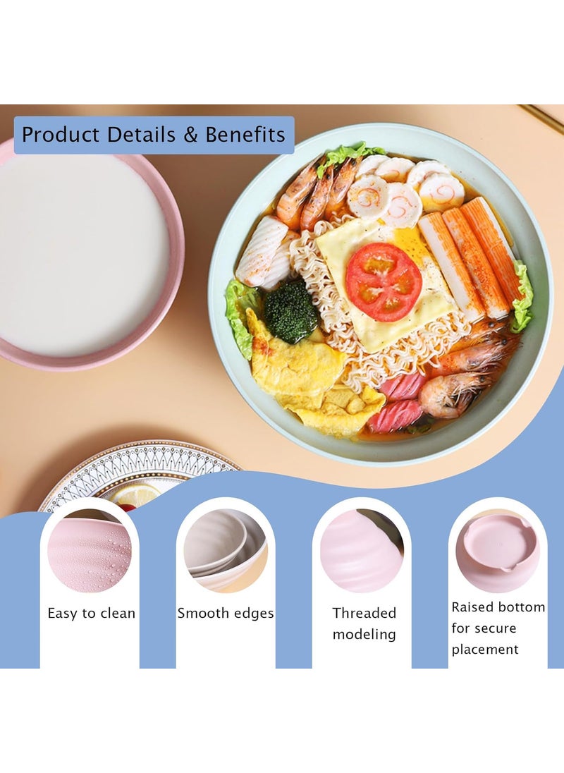 KESHU ENTERPRISE Wheat Straw Fiber Bowl Japanese Style Large Bowl Set Deep Stylish Bowl for Food Snacks Noodles Lightweight Salad Bowls for Serving Fruit Pasta 192125CM Purple Set of 3