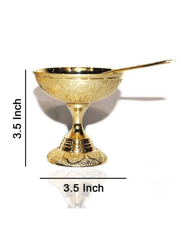 METALMASTERY Gold Plated Ice Cream Bowl and Spoon Set with Royal Velvet Gift Box German Silver Bowl Set for DiwaliChristmas RakshaBandhan Gift