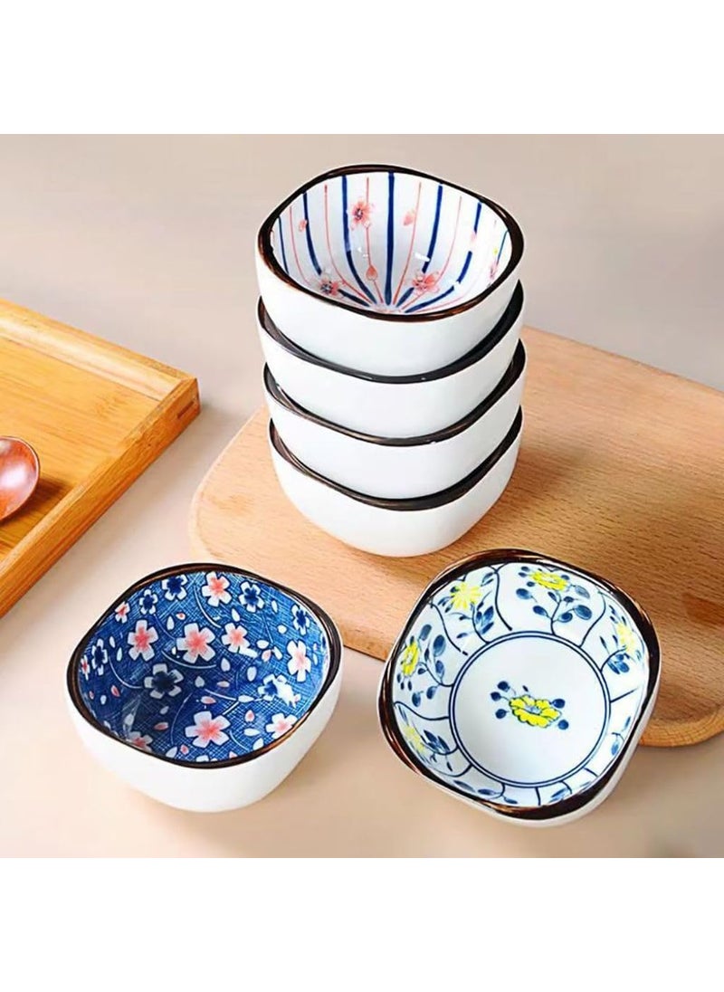 FS COOL Random Artwork Ceramic Bowls Unique Style Ceramic BowlsHandmade Ceramic Bowls for Salt Sugar Sauces VinegarServing Bowl Food Safe Bowl Set of 6 Random Pattern