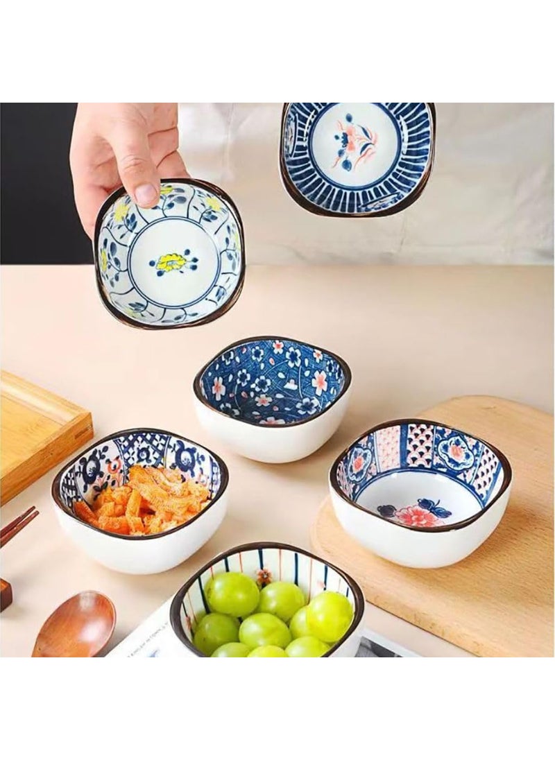 FS COOL Random Artwork Ceramic Bowls Unique Style Ceramic BowlsHandmade Ceramic Bowls for Salt Sugar Sauces VinegarServing Bowl Food Safe Bowl Set of 6 Random Pattern