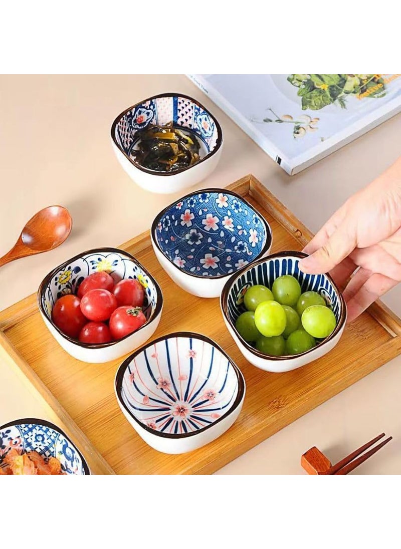 FS COOL Random Artwork Ceramic Bowls Unique Style Ceramic BowlsHandmade Ceramic Bowls for Salt Sugar Sauces VinegarServing Bowl Food Safe Bowl Set of 6 Random Pattern