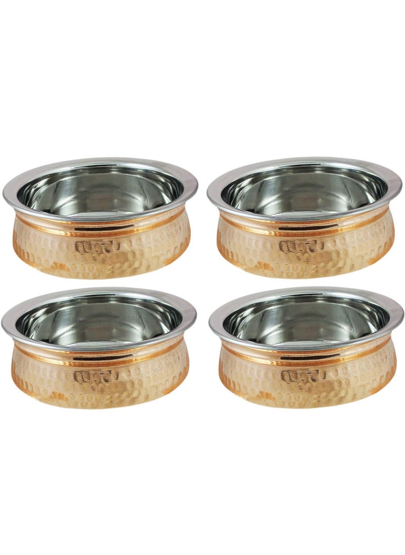 Ukal Set of 4 CopperStainless Steel Serving Vegetable Dinner Handi Bowl Diameter 65 Inches