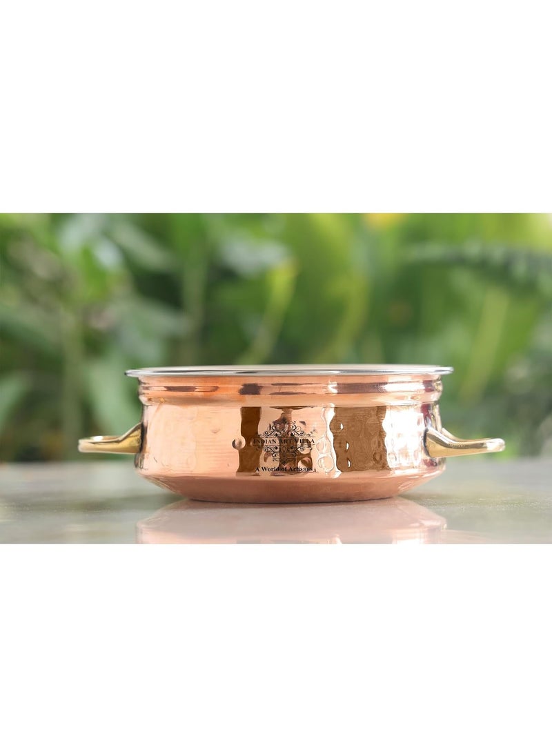 INDIAN ART VILLA IndianArtVilla Steel Copper Serving Handi Bowl Serveware Dinnerware 600 ML
