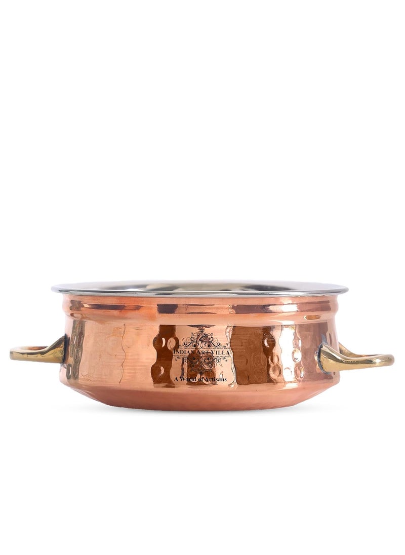 INDIAN ART VILLA IndianArtVilla Steel Copper Serving Handi Bowl Serveware Dinnerware 600 ML