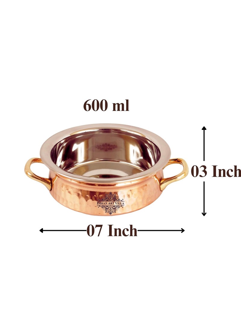 INDIAN ART VILLA IndianArtVilla Steel Copper Serving Handi Bowl Serveware Dinnerware 600 ML