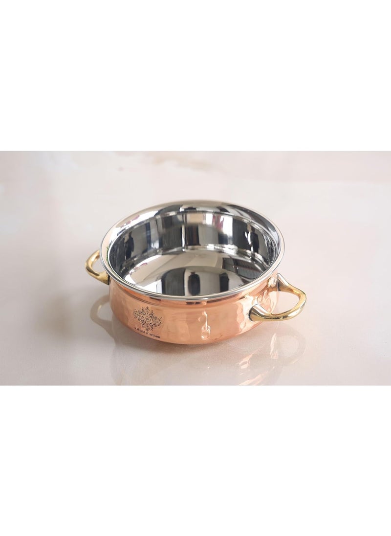INDIAN ART VILLA IndianArtVilla Steel Copper Serving Handi Bowl Serveware Dinnerware 600 ML