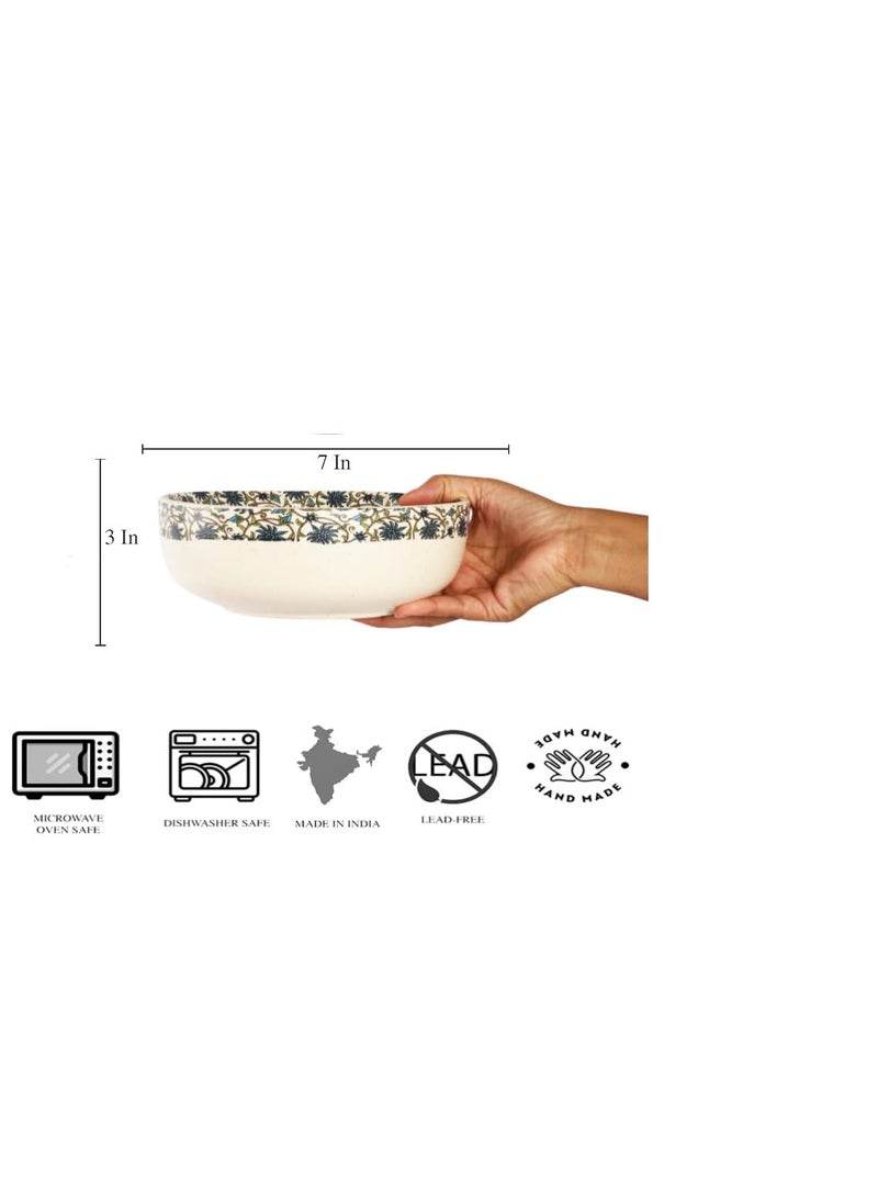 miah decor Stoneware Md83 Decal Serving Bowls Set of 2 MulticolorColor