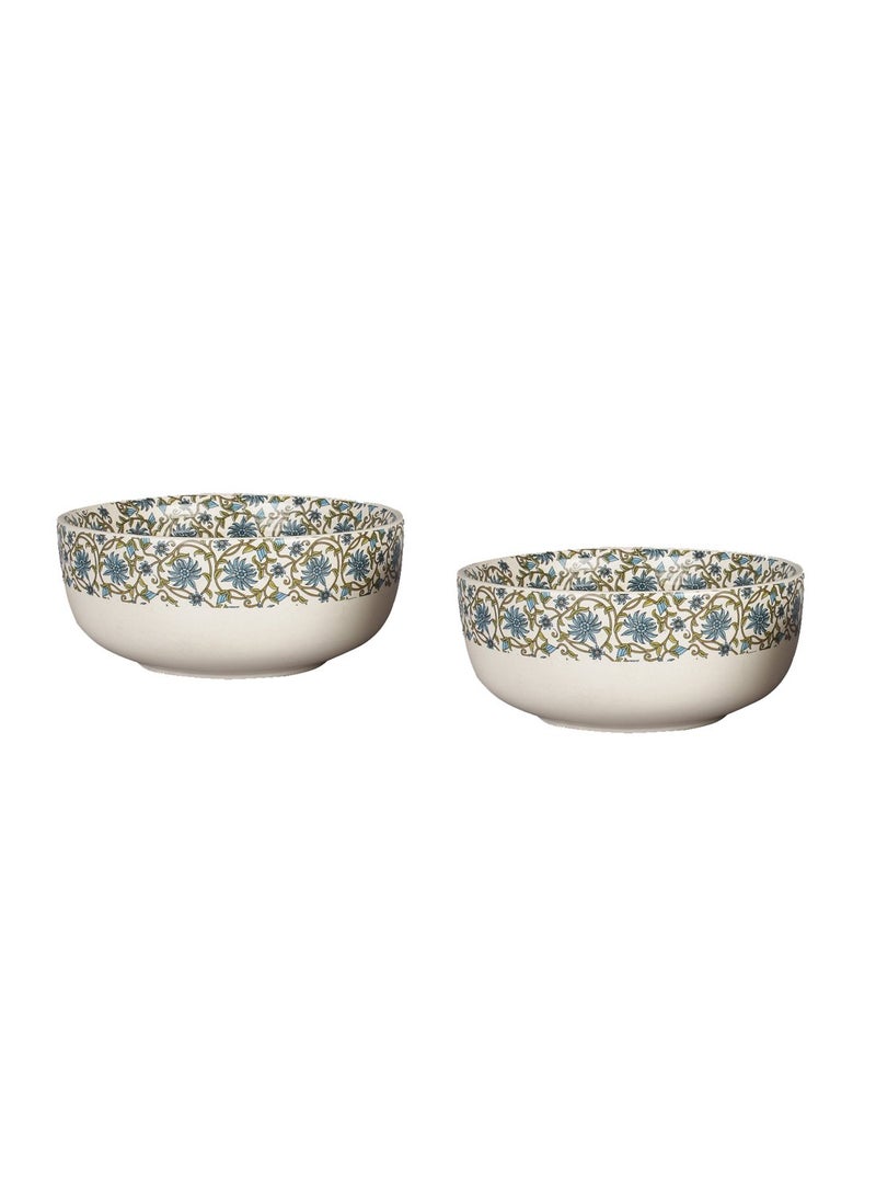 miah decor Stoneware Md83 Decal Serving Bowls Set of 2 MulticolorColor
