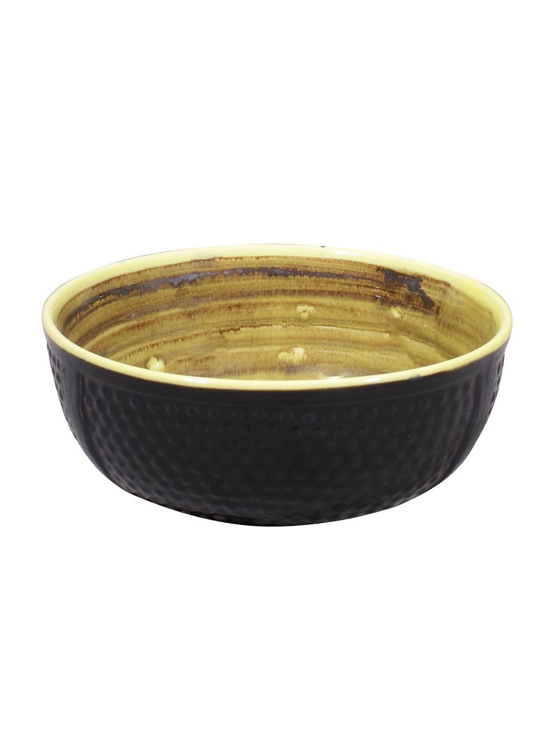 MIAH Decor Ceramic Studio Pottery Ergonomic Crafted Serving BowlBlack BlueMicrowaveFreezerDishwasher SafeStoneware MDCF37