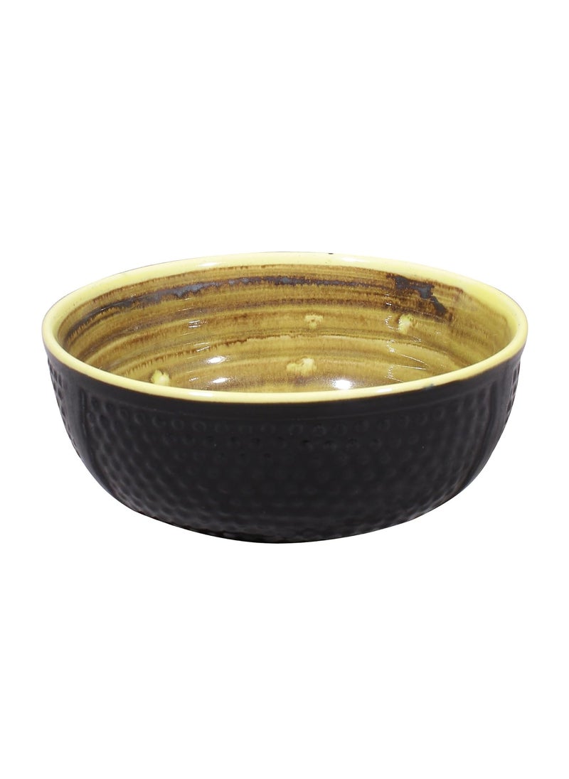 MIAH Decor Ceramic Studio Pottery Ergonomic Crafted Serving BowlBlack BlueMicrowaveFreezerDishwasher SafeStoneware MDCF37