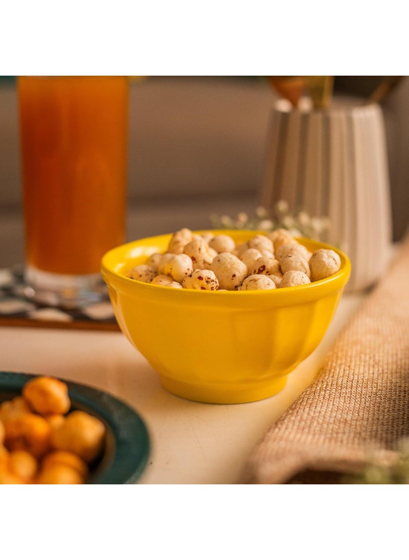 10club Scallop Nut Bowl Set of 2Yellow Ceramic Serving Bowl for Nuts Cereal Fruits Desserts Breakfast Mixing for SnacksMicrowave and Dishwasher Safe