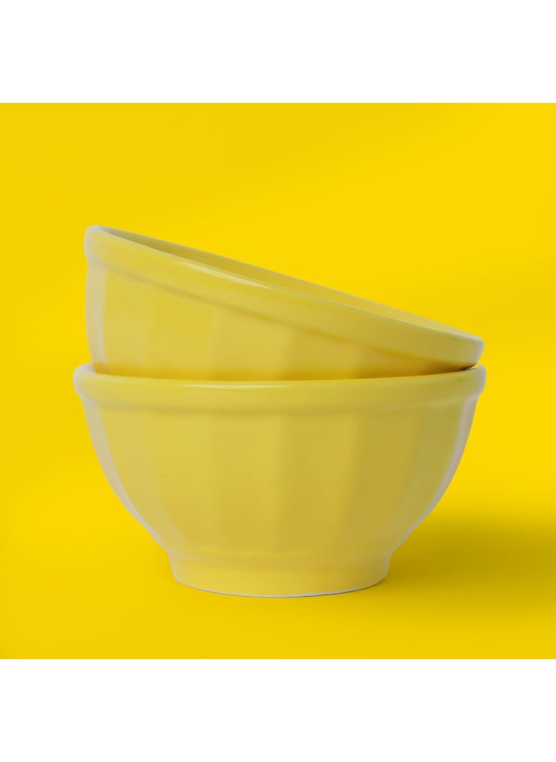 10club Scallop Nut Bowl Set of 2Yellow Ceramic Serving Bowl for Nuts Cereal Fruits Desserts Breakfast Mixing for SnacksMicrowave and Dishwasher Safe