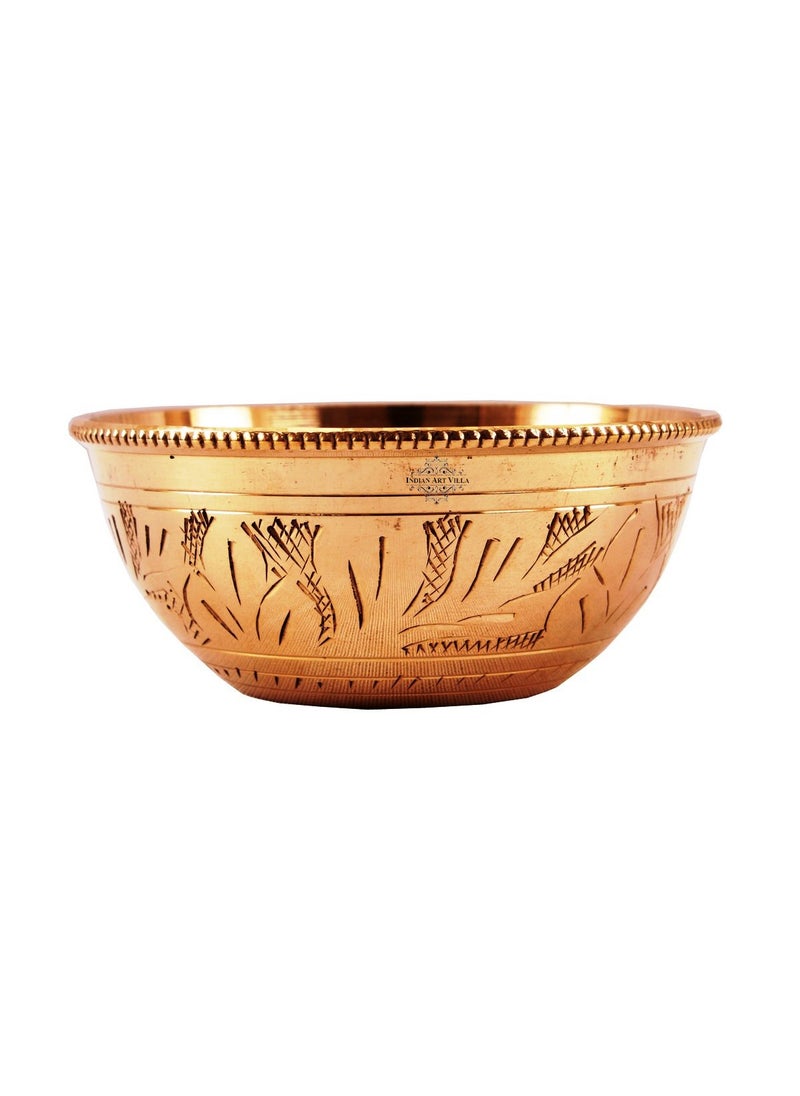 INDIAN ART VILLA Pure Brass Bowl 100 ML Embossed Design Serveware for Serving Curries Desserts Chutneys Snacks Home Kitchen Ayurveda Health Benefits Set of 4