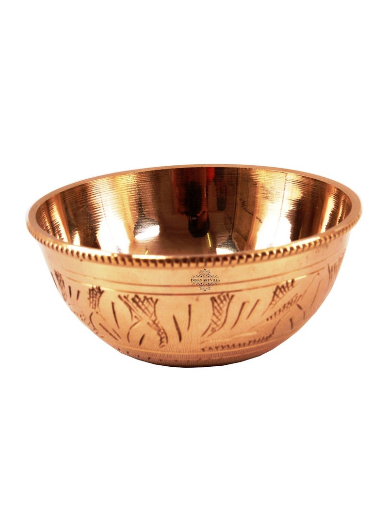INDIAN ART VILLA Pure Brass Bowl 100 ML Embossed Design Serveware for Serving Curries Desserts Chutneys Snacks Home Kitchen Ayurveda Health Benefits Set of 4