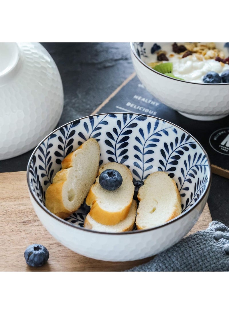 FS COOL Colorful Japanese Style Bowls Soup Bowl Japanese Ramen Bowl Set Porcelain Bowls Set Cereal Bowl Set Soup Bowls Ceramic Bowls for Soup Salad and Pasta Set of 4 Random Pattern