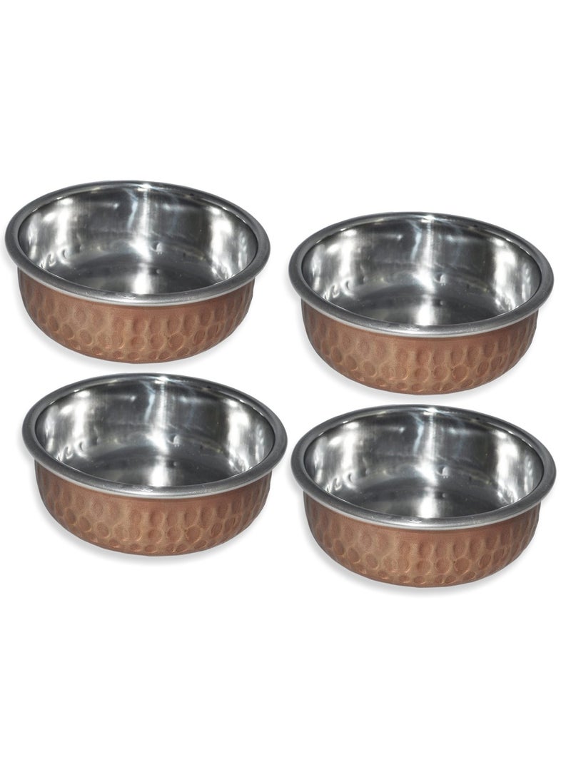 Prisha India Copper Serving Bowl Indian Utensils Serveware Katoris Set of 4