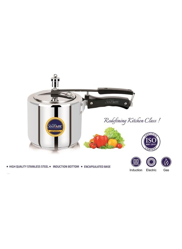 Glamour Premium 2 Liter Sandwich Bottom Stainless Steel Inner Lid 2 Liter Pressure Cooker Induction and Gas Base ISI Certified 3 Years Warranty
