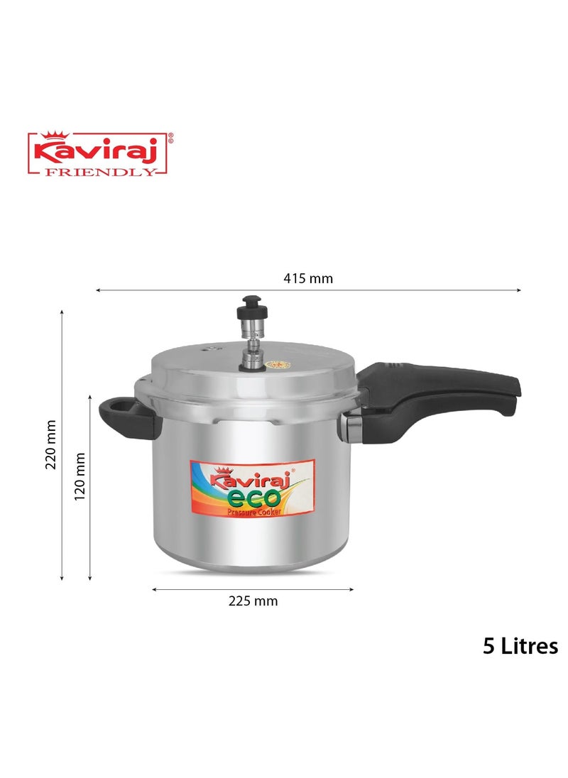 Kaviraj Eco 5L Pressure Cooker Aluminium Cooker with Outer Lid With Induction Base