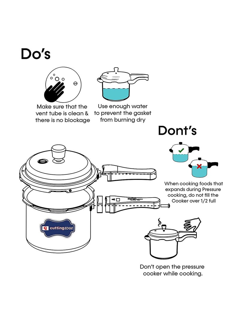 Cutting Edge Pressure Cooker 3 Litre With Lid Aluminum Gas Induction Compatible Cooker For Rice Vegetable Grains Chicken Mutton