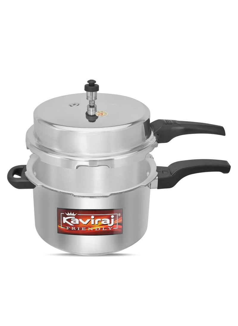 Kaviraj Friendly Aluminium Induction base Pressure Cooker with Outer Lid Gas Compatible for Healthy Cooking 2 Ltrs
