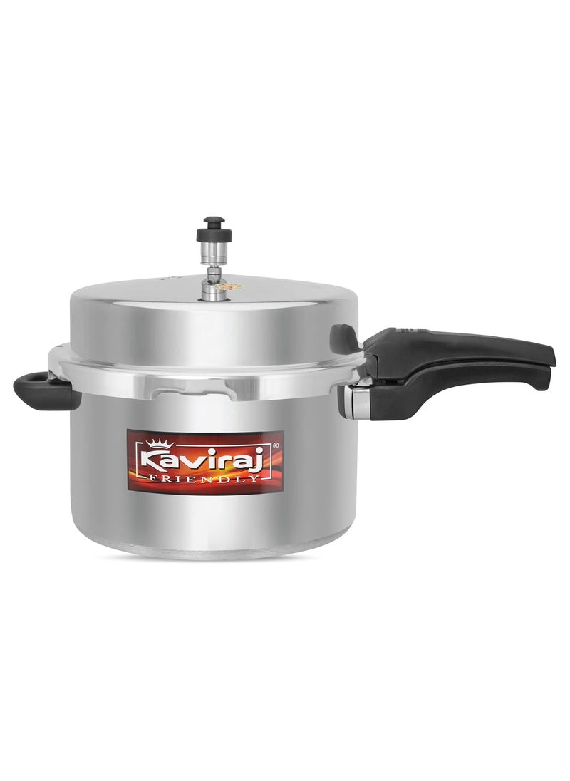 Kaviraj Friendly Aluminium Induction base Pressure Cooker with Outer Lid Gas Compatible for Healthy Cooking 2 Ltrs