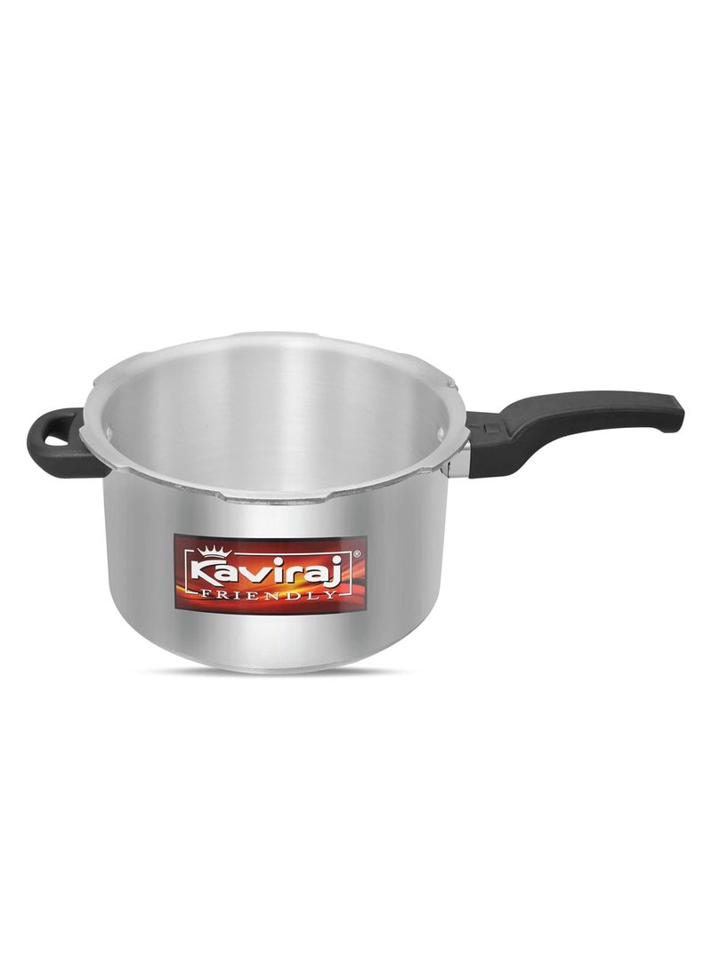 Kaviraj Friendly Aluminium Induction base Pressure Cooker with Outer Lid Gas Compatible for Healthy Cooking 2 Ltrs