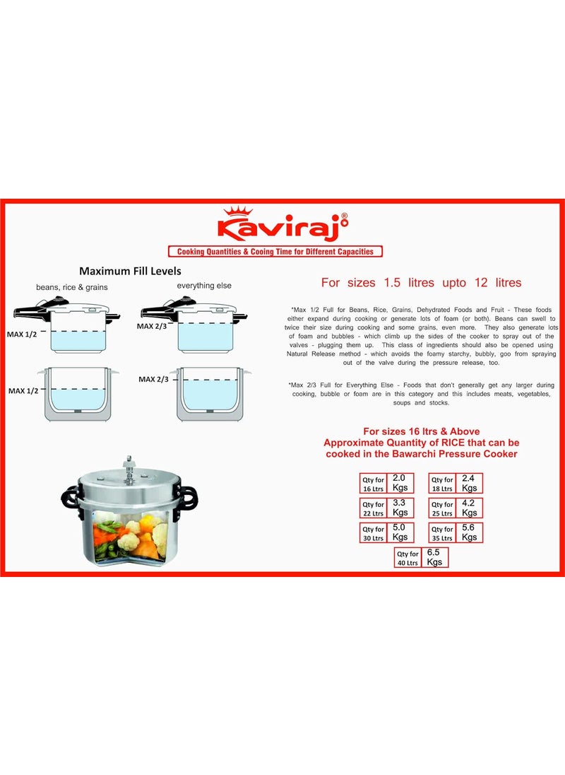 kaviraj Friendly Aluminium 12 Ltrs Pressure Cooker Friendly